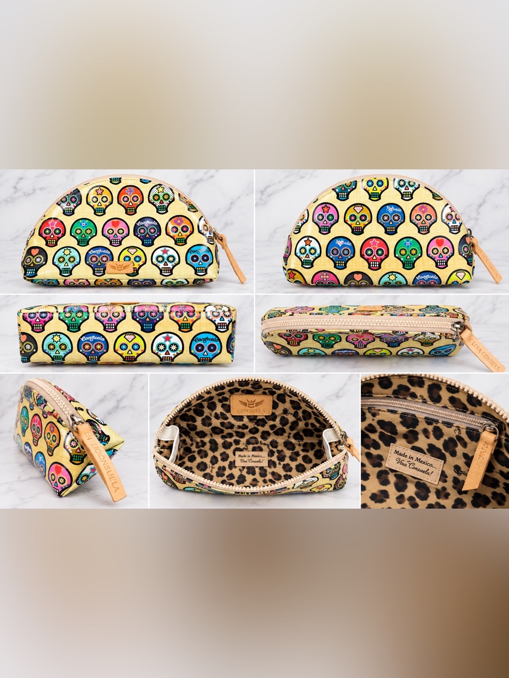 Consuela Retired Sugar Skulls Large Domed Cosmetic Makeup Bag Rare